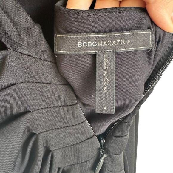 BCBG Asymmetrical Long Dress Black with Gold Sequin Detail Small - Picture 10 of 11